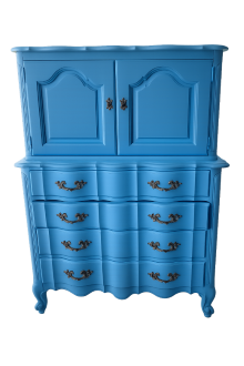 Blue French provincial dresser prepared as clean sale-ready output